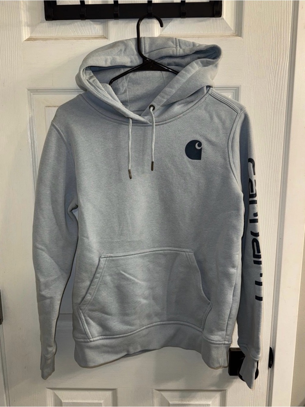 Carhartt Light Blue Pullover Hoodie with Logo